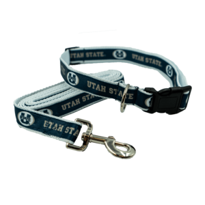 Utah State Dog Collar and Leash Set White Blue